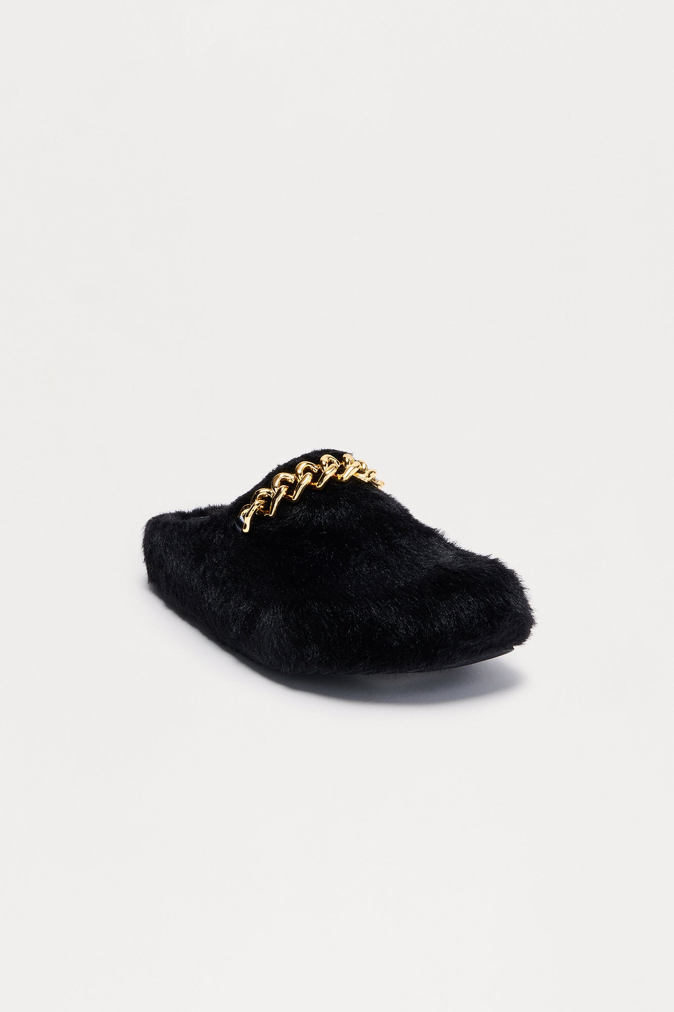 Selby Hardware Faux Fur Slippers - Black