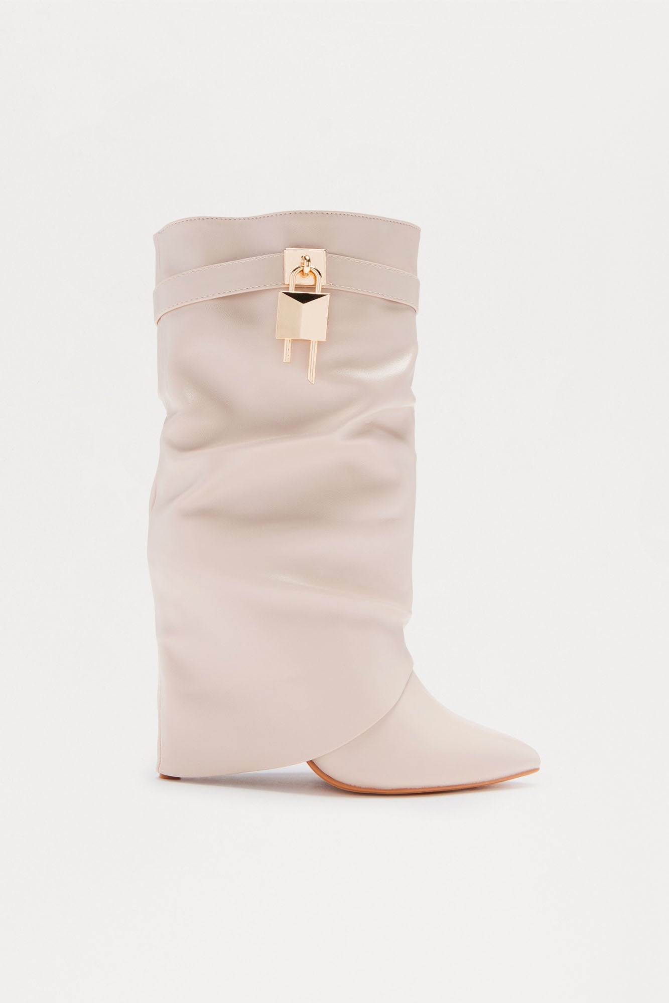 Crue Ruched Overlay Boots - Beige