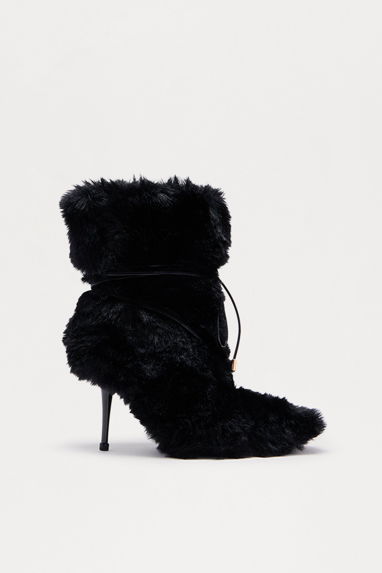 Polar Faux Fur Stiletto Boots - Black
