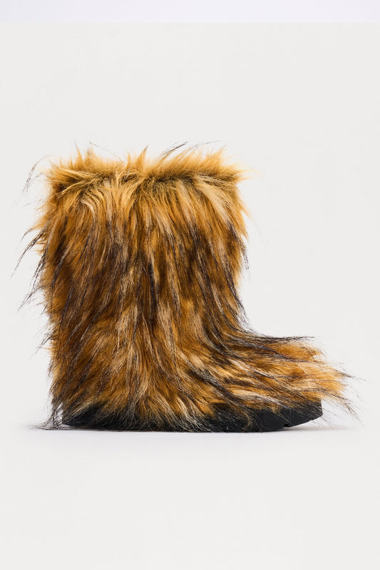 Fozzie Faux Fur Booties - Beige