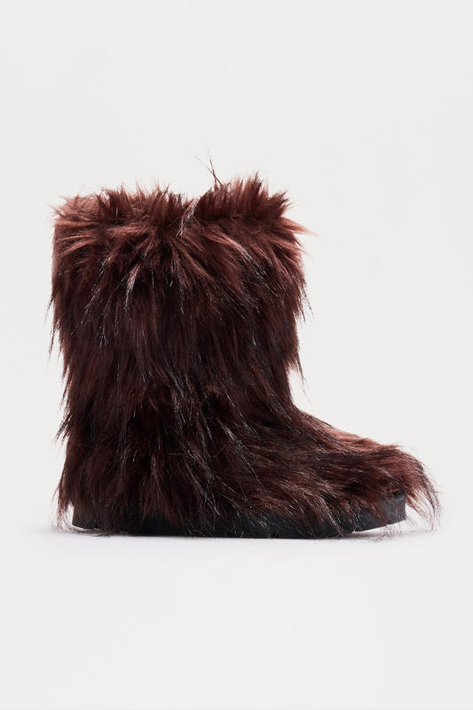 Fozzie Faux Fur Booties - Brown