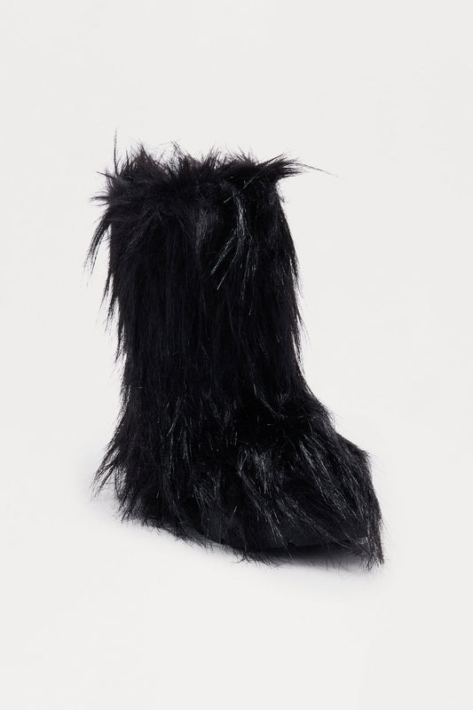 Fozzie Faux Fur Booties - Black