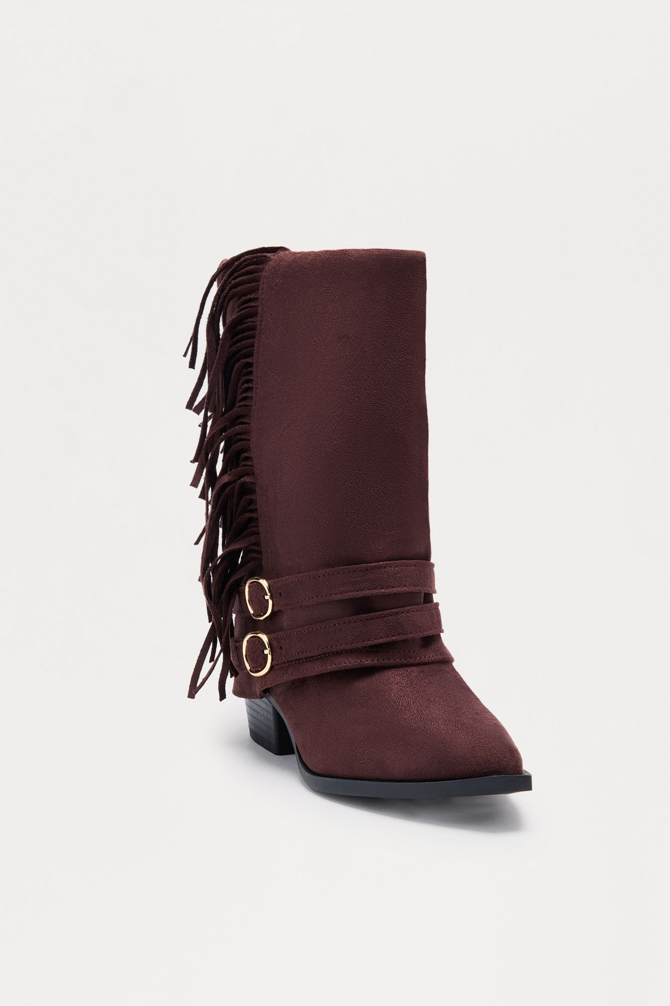 Mendocino Fringe Overlay Booties - Chocolate