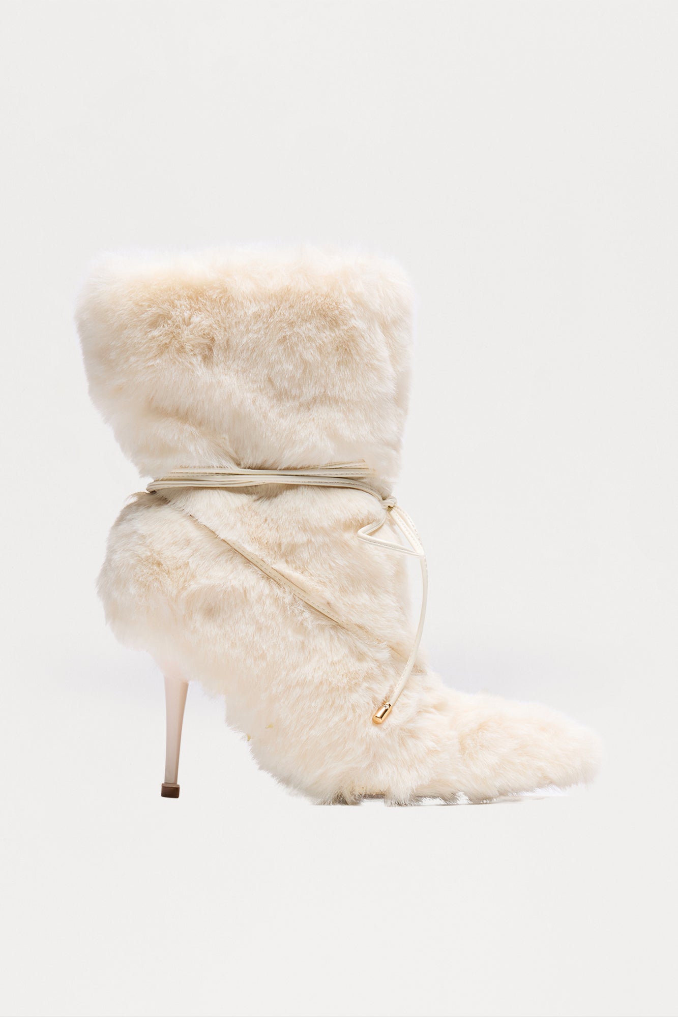 Polar Faux Fur Stiletto Boots - Cream