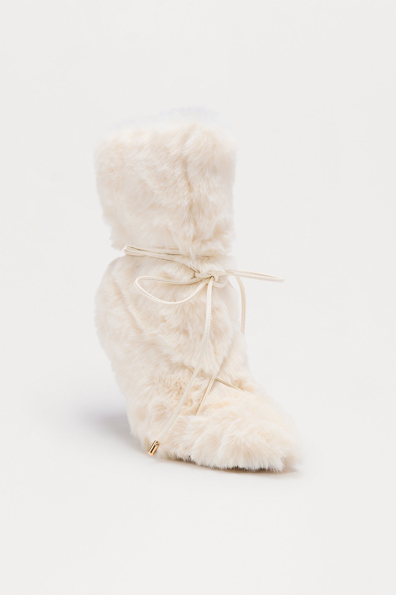 Polar Faux Fur Stiletto Boots - Cream