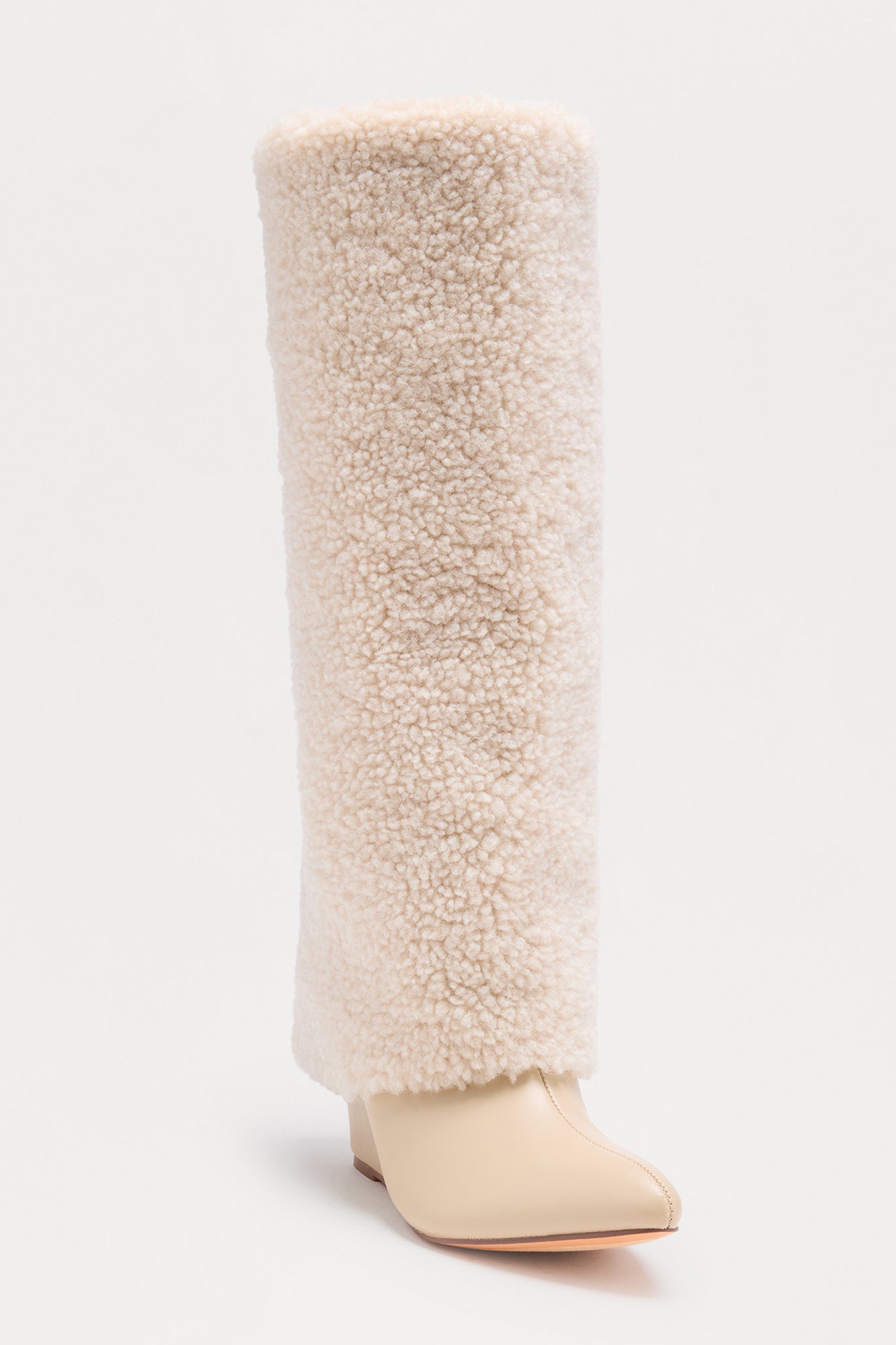 Simie Sherpa Overlay Boots - Nude