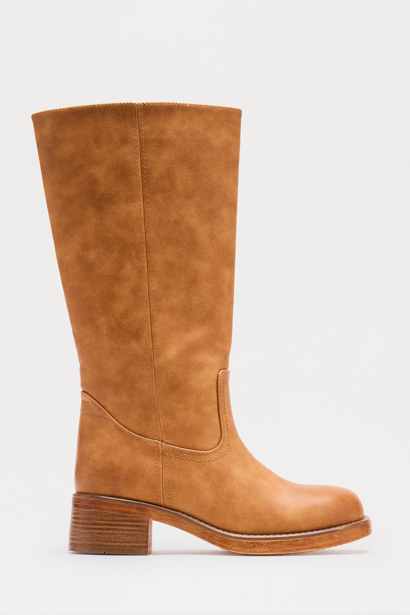 Scottsdale Faux Leather Knee High Boots - Tan