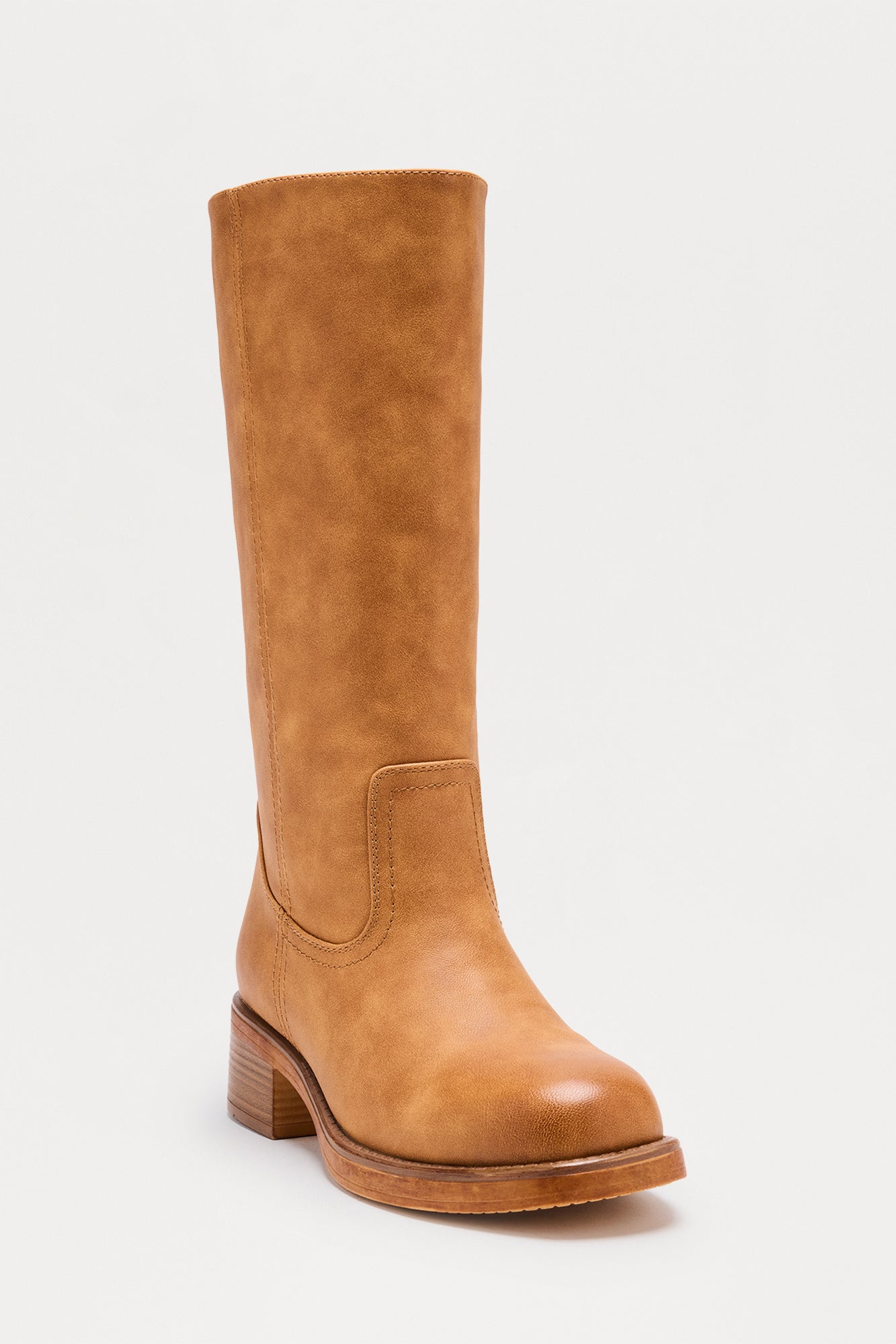 Scottsdale Faux Leather Knee High Boots - Tan
