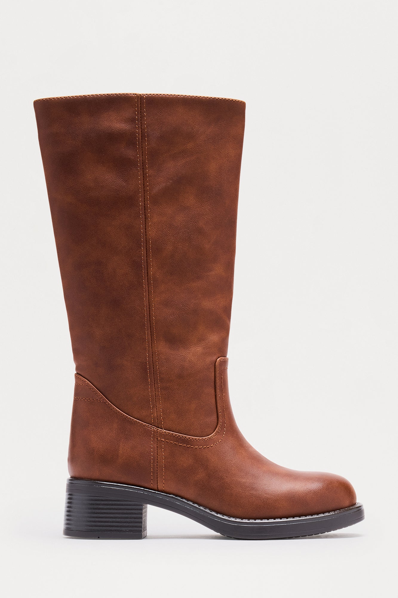 Scottsdale Faux Leather Knee High Boots - Brown