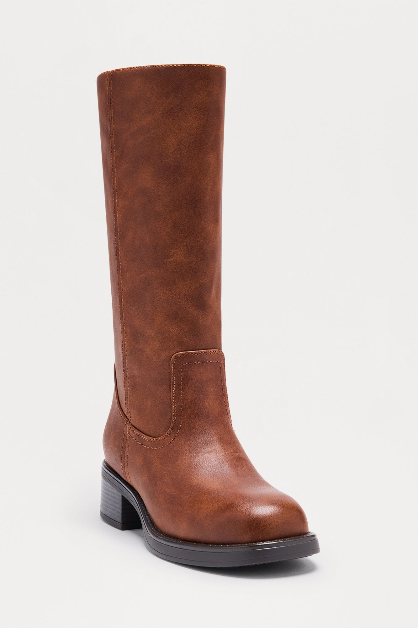 Scottsdale Faux Leather Knee High Boots - Brown