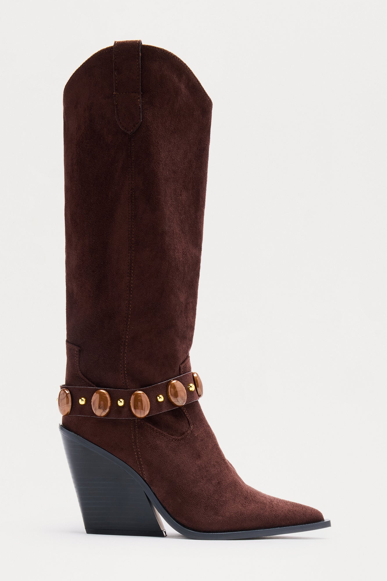 Suzy Wedge Cowboy Boots - Brown