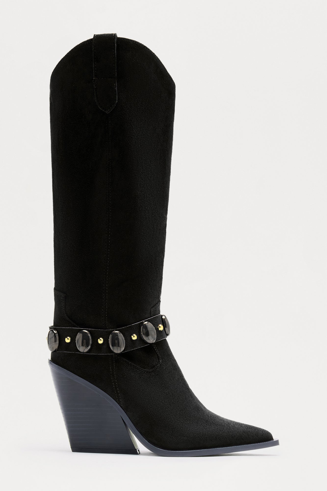 Suzy Wedge Cowboy Boots - Black
