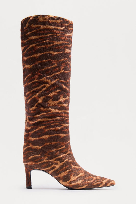 Tiera Knee High Boots - Brown Combo