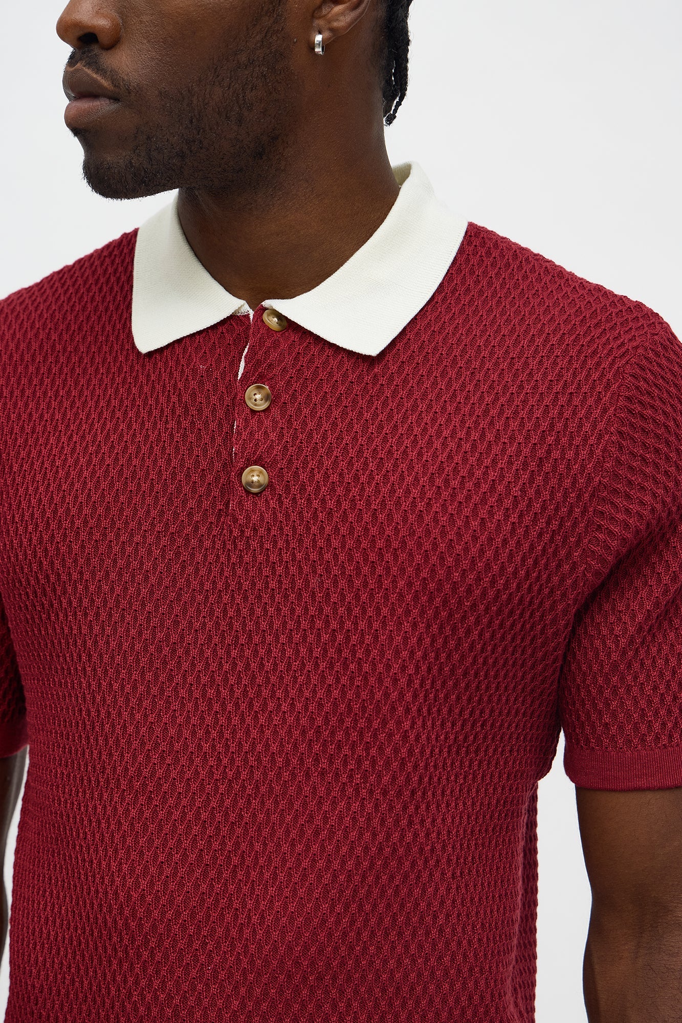 Clubhouse Textured Polo - Burgundy/combo