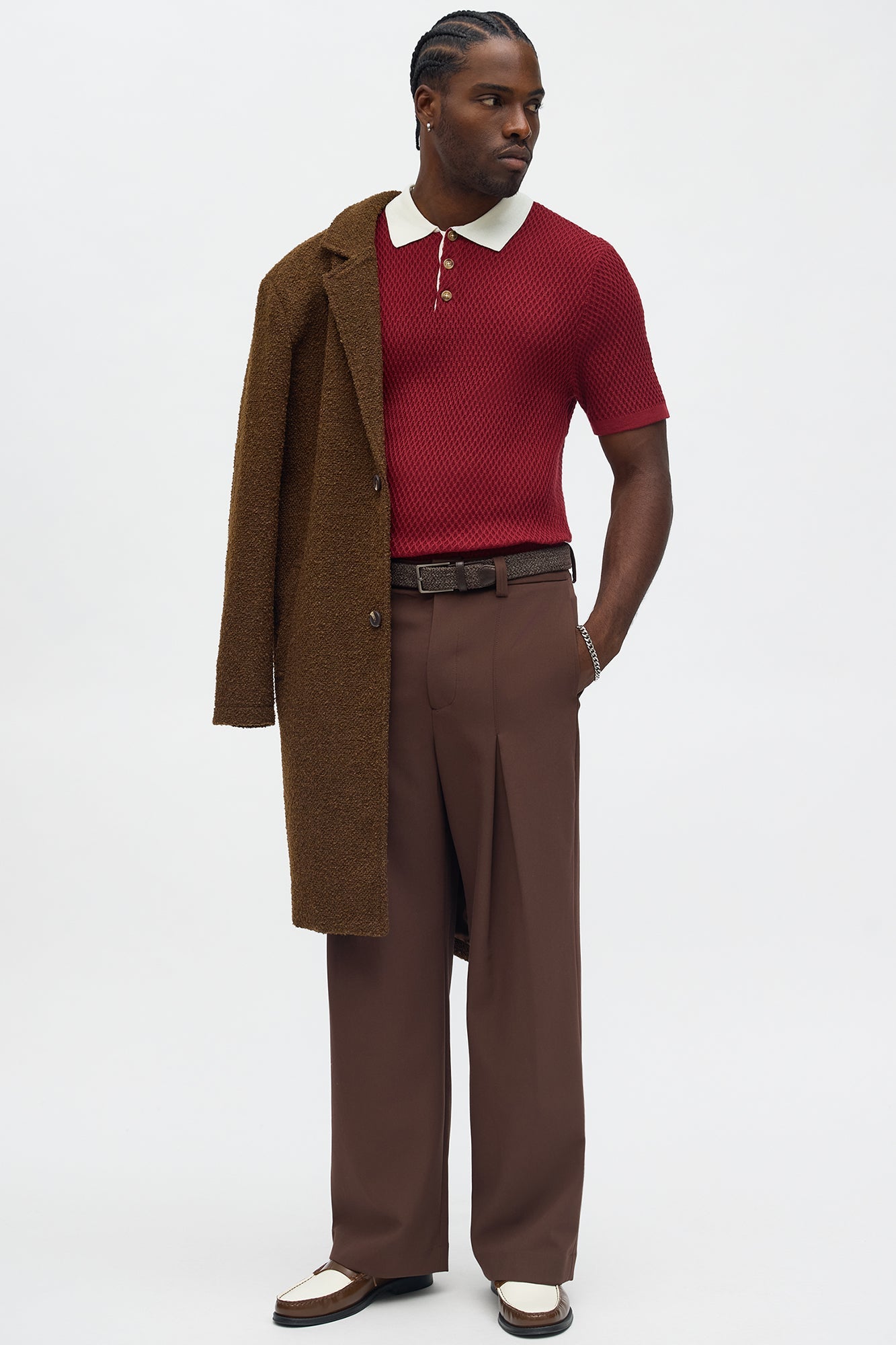 Clubhouse Textured Polo - Burgundy/combo