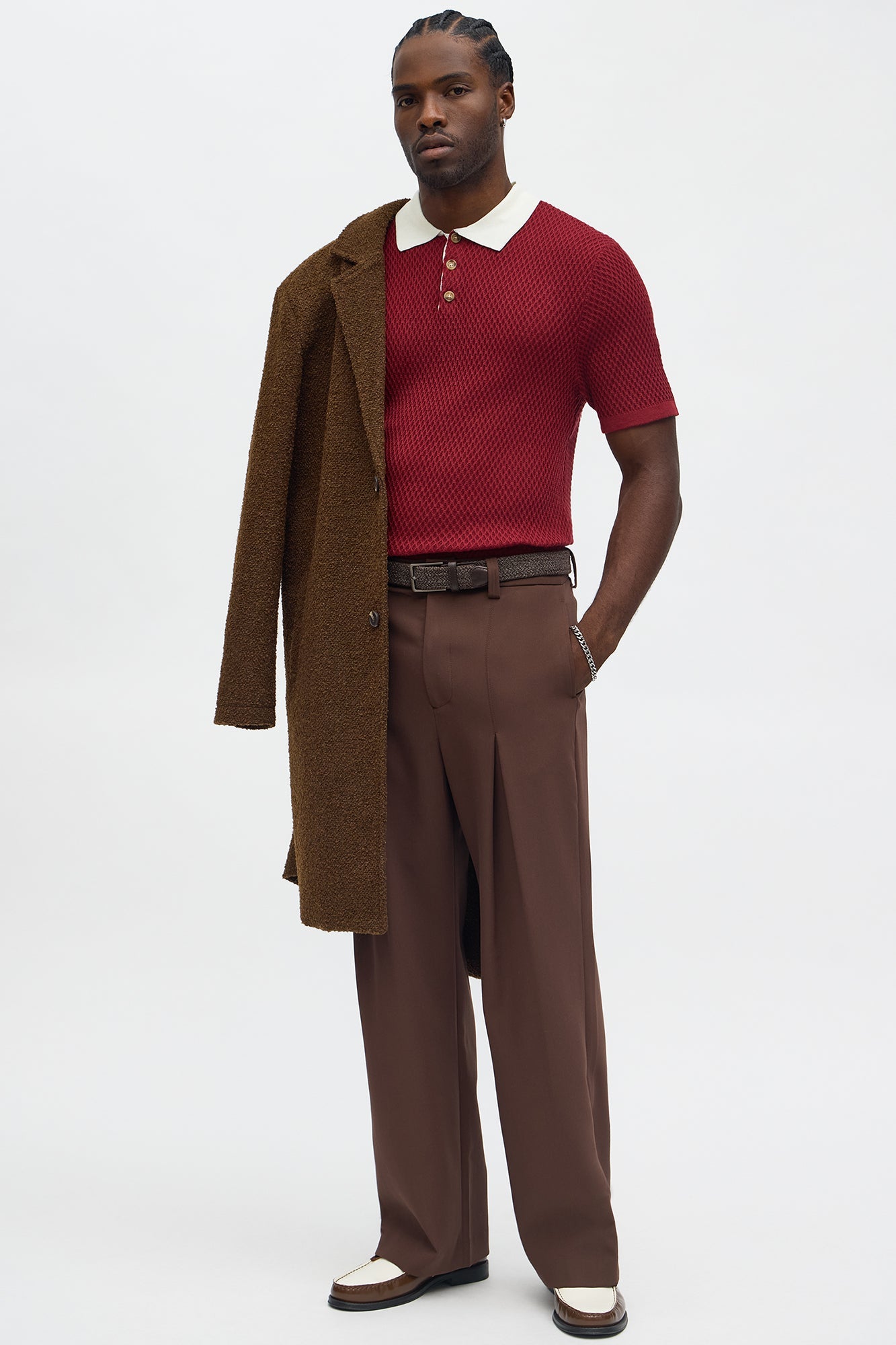 Clubhouse Textured Polo - Burgundy/combo