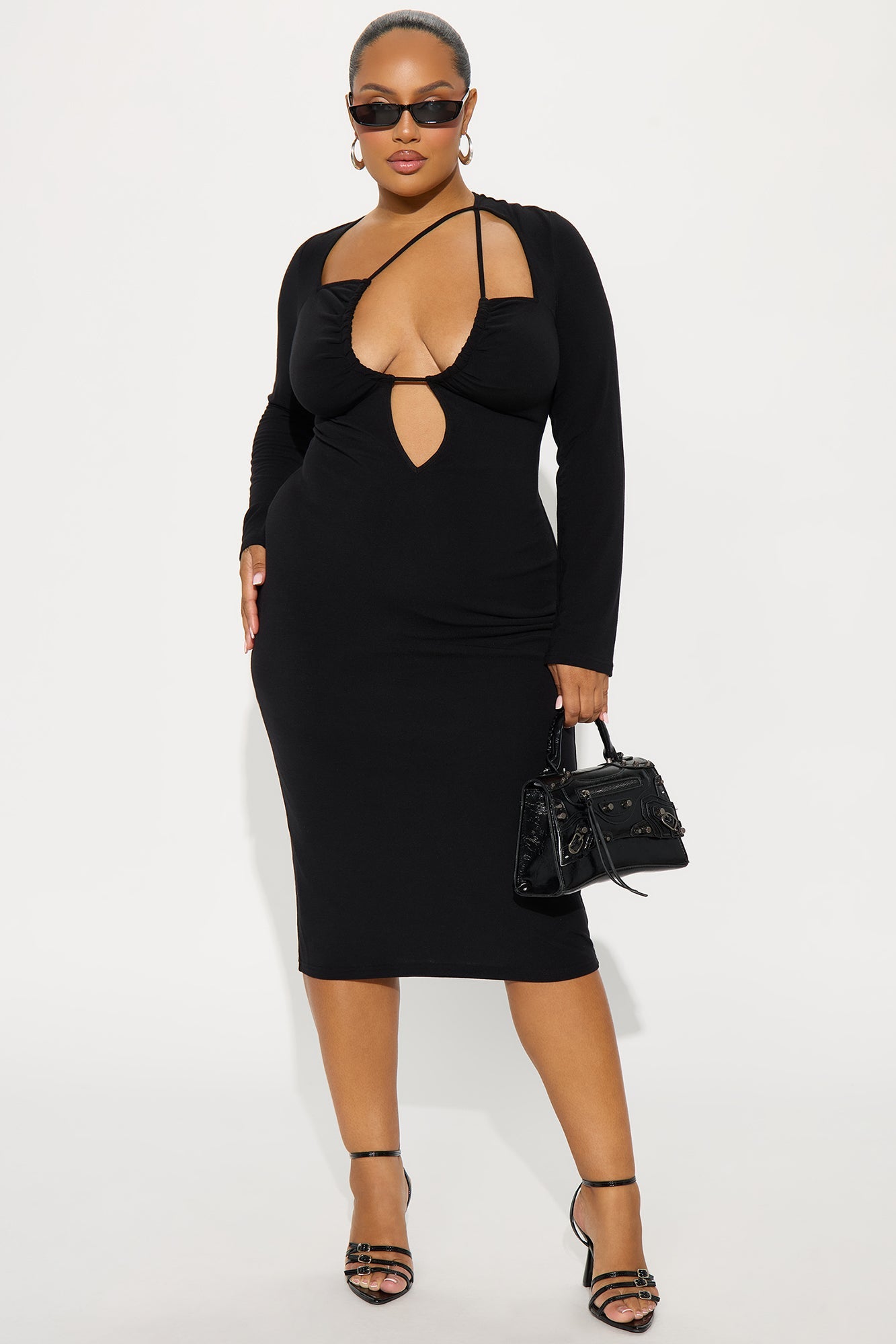Cecilia Cut Out Midi Dress - Black