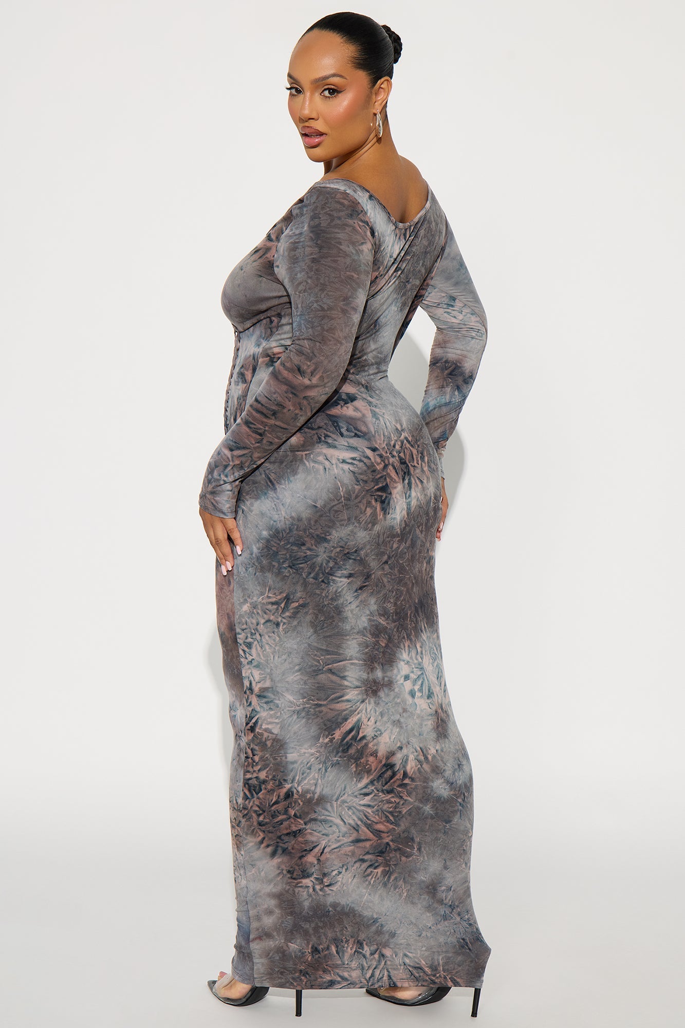 Isla Tie Dye Maxi Dress - Grey/combo