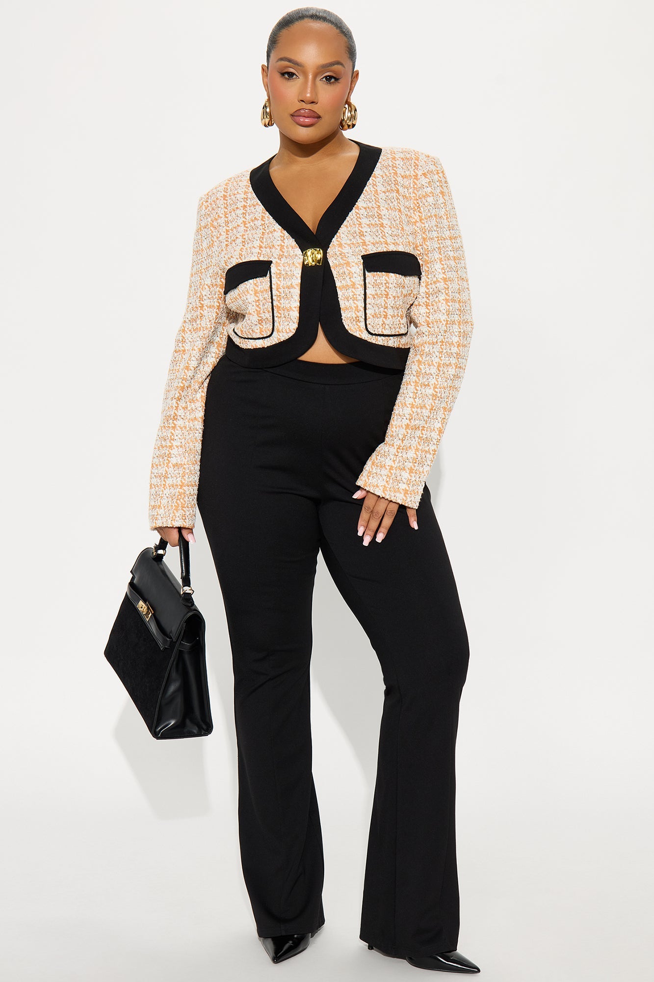 Brittney Tweed Pant Set - Black/combo