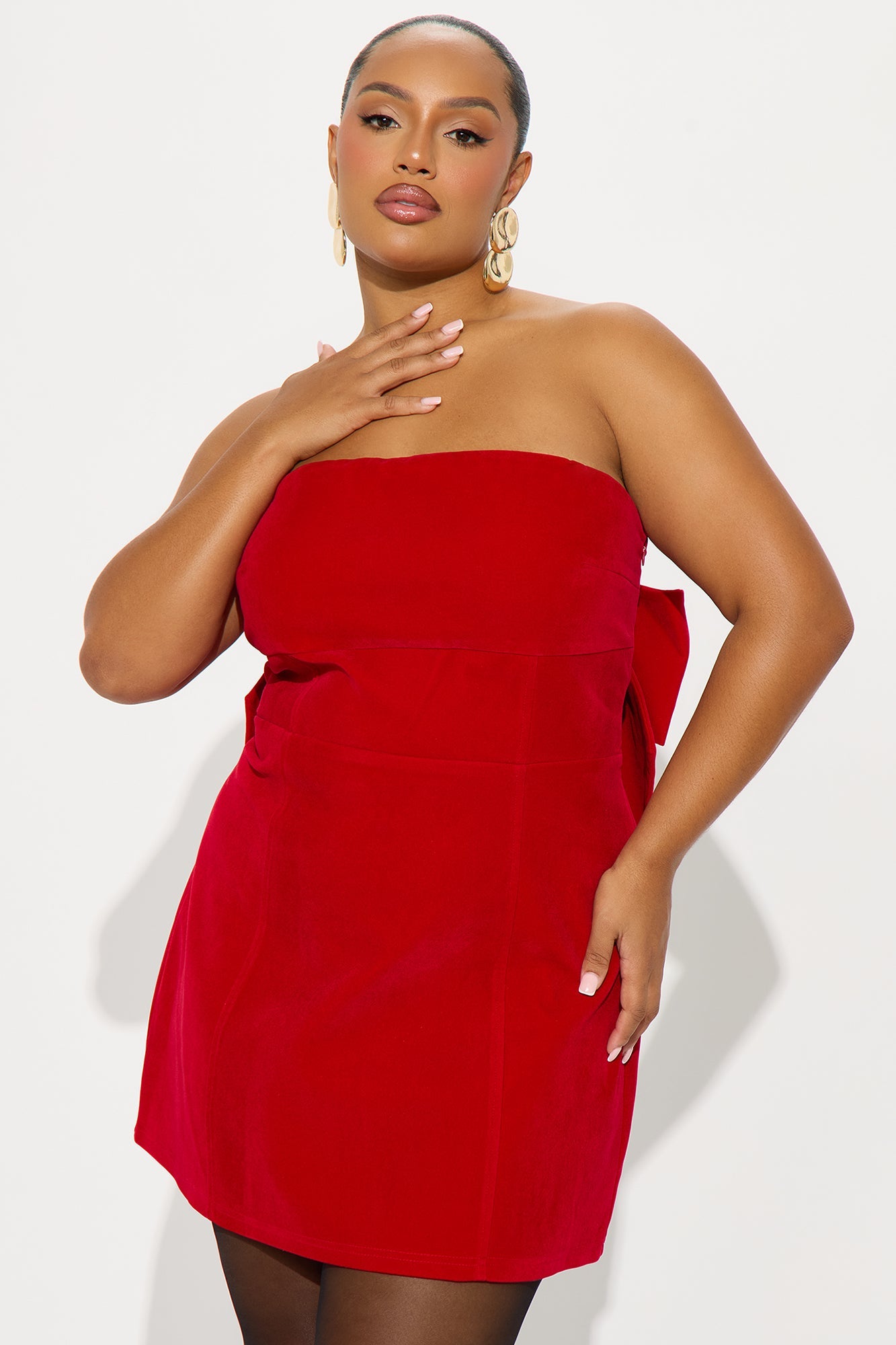 Claribel Velvet Mini Dress - Red