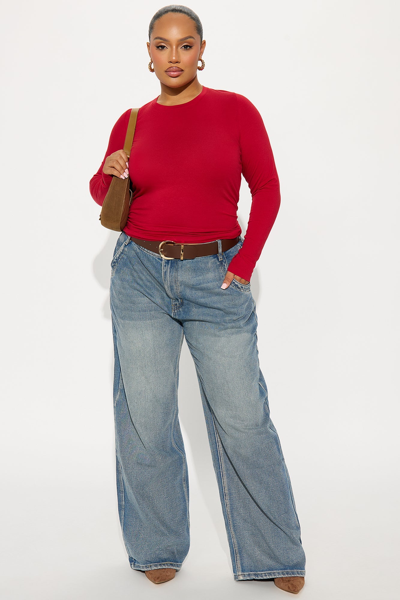 Julia Long Sleeve Top - DarkRed