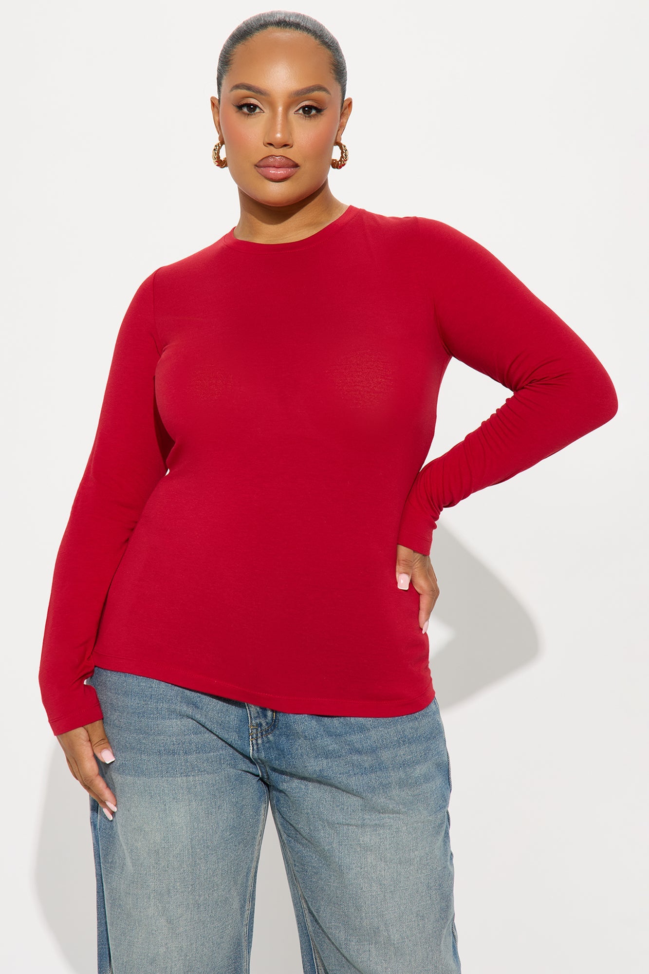 Julia Long Sleeve Top - DarkRed