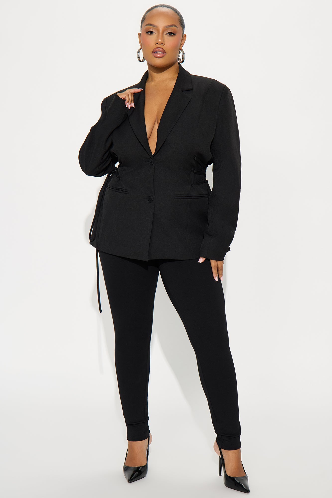 Mind Your Manners Lace Up Blazer - Black