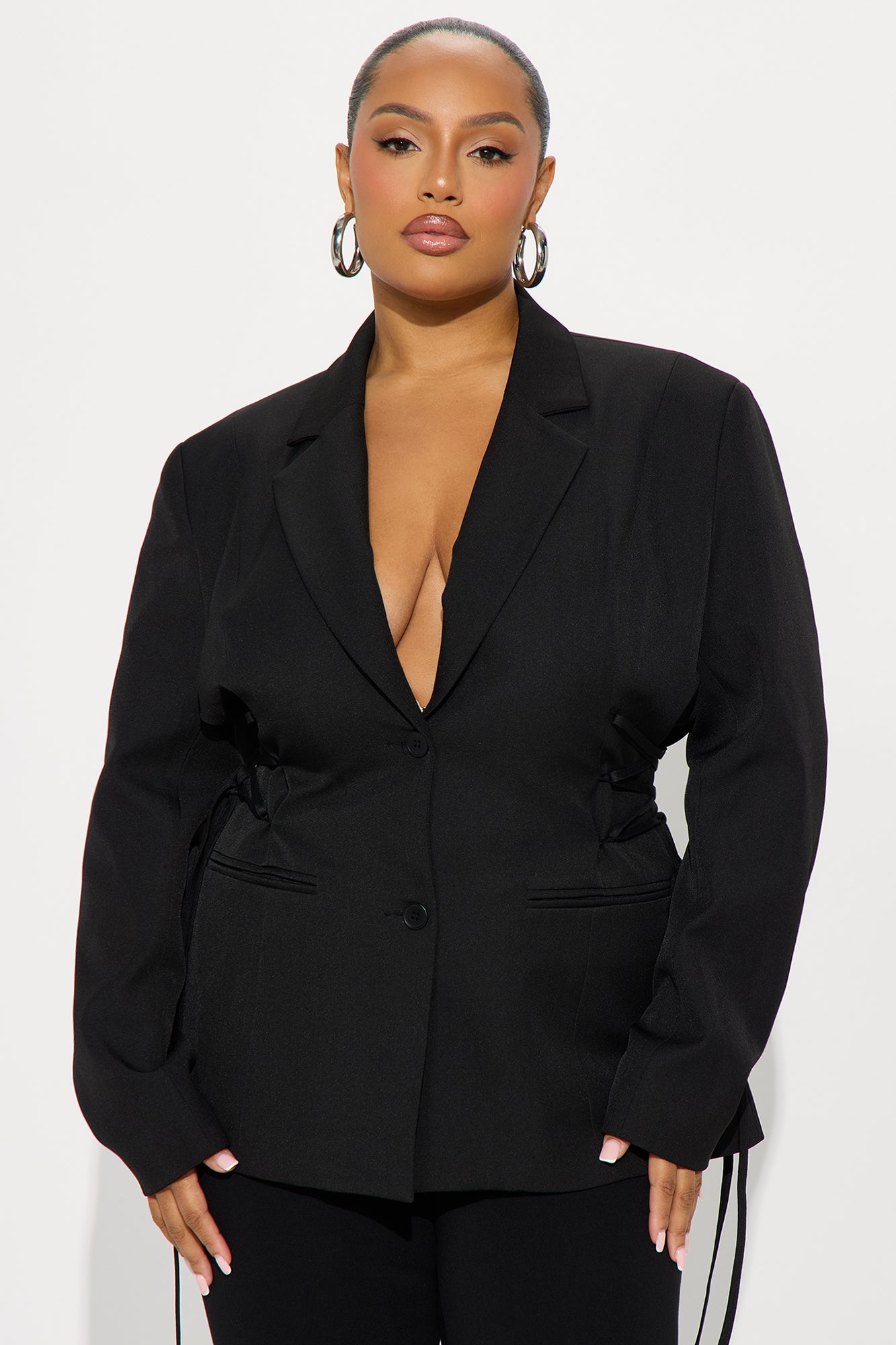 Mind Your Manners Lace Up Blazer - Black