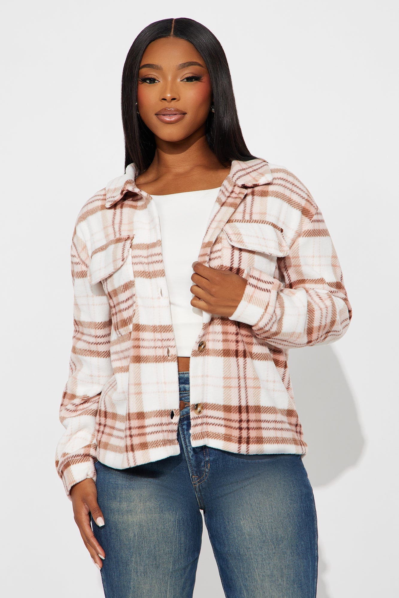 Jessica Plaid Shacket - Brown/combo