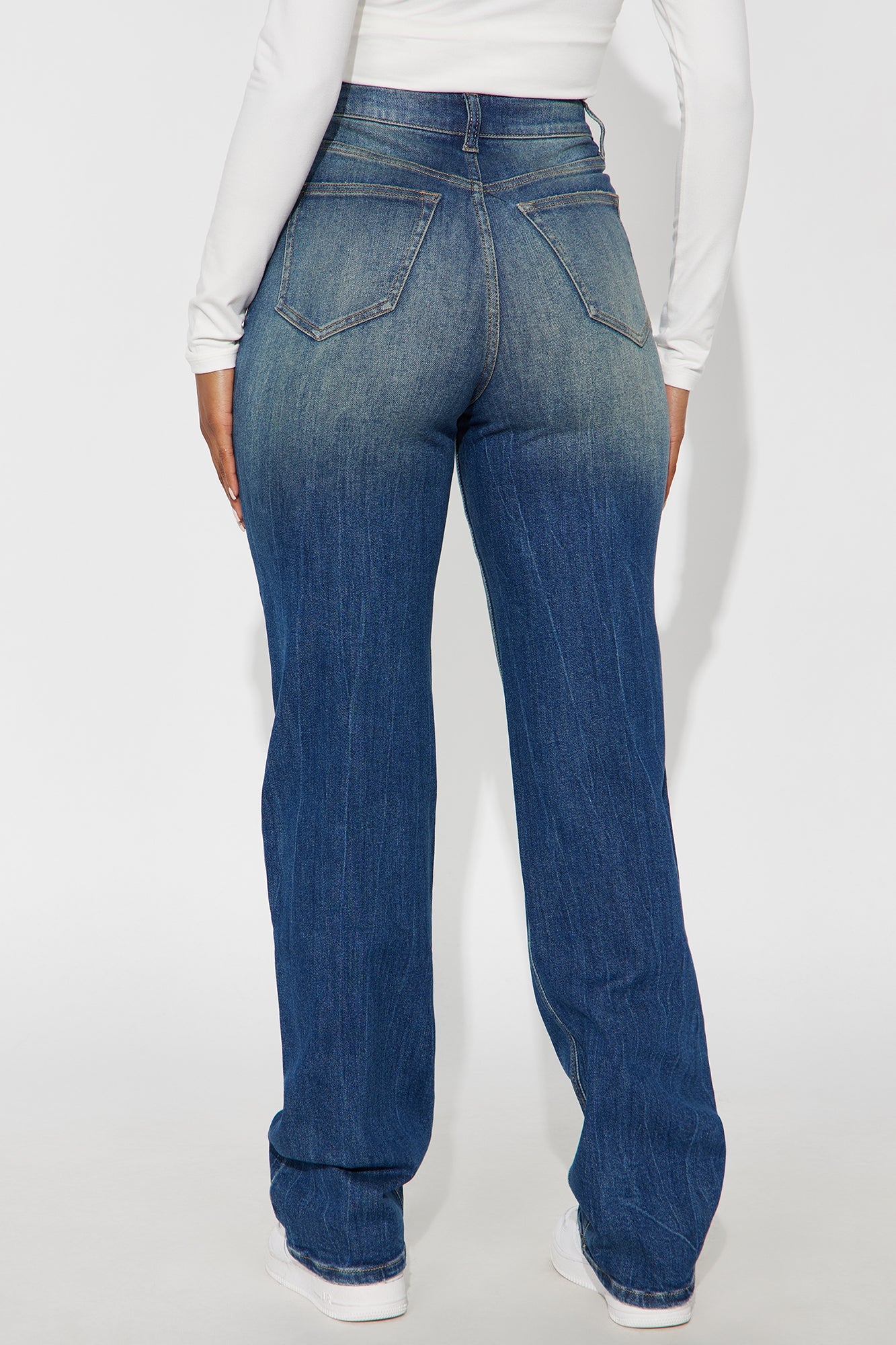 Next Step Crossover Straight Leg Jeans - Dark Wash