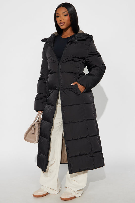 Trisha Long Puffer jacket - Black