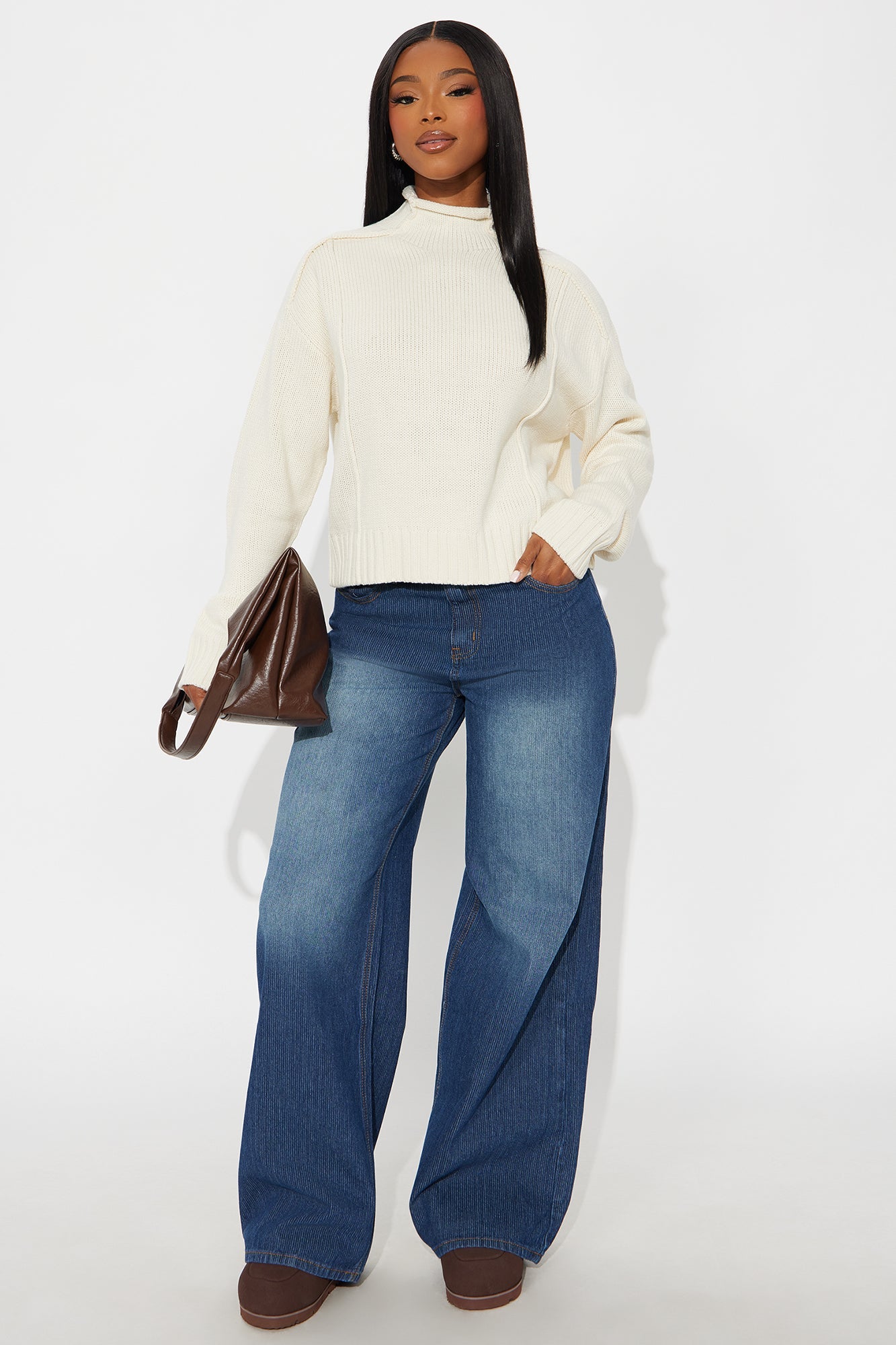 Frosty Queen Mock Neck Sweater - Cream