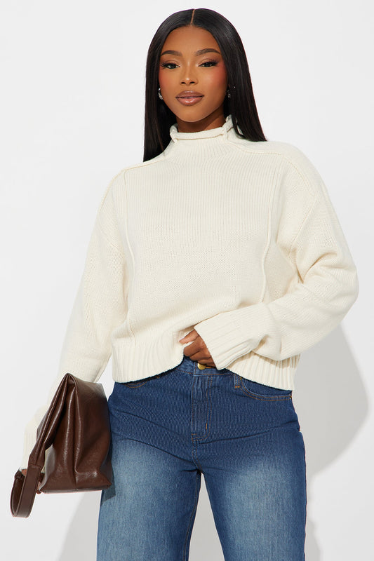 Frosty Queen Mock Neck Sweater - Cream