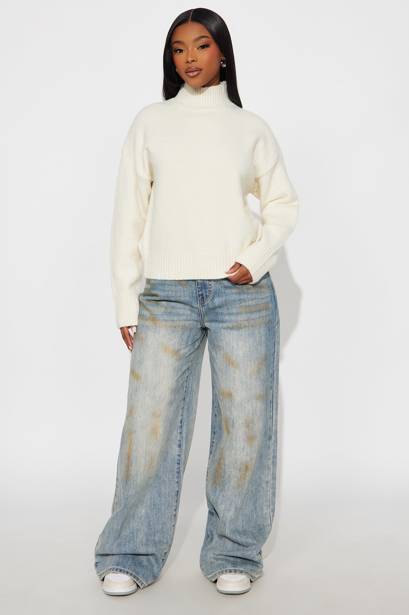 Jesse Mock Neck Sweater - Cream