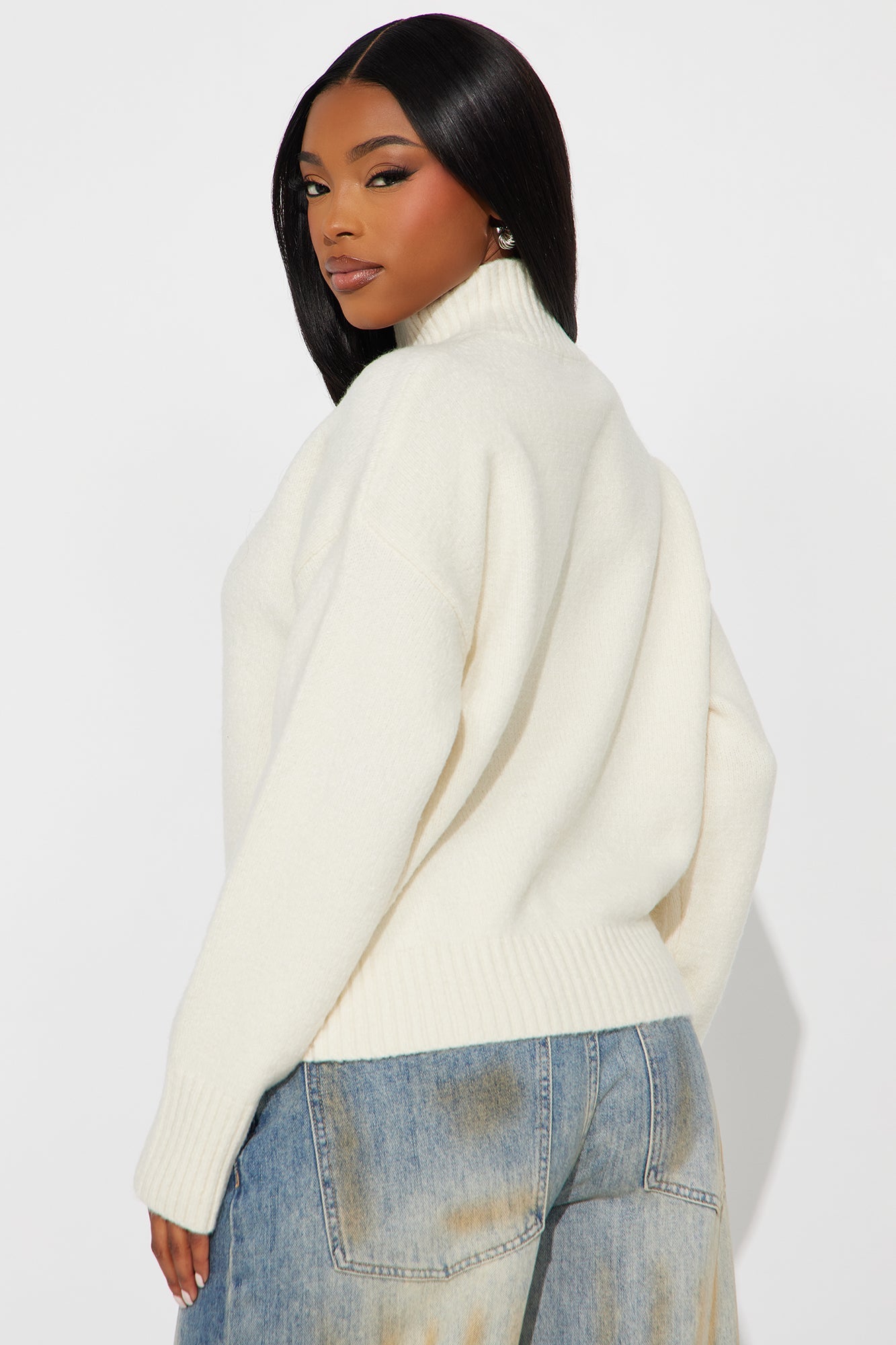 Jesse Mock Neck Sweater - Cream