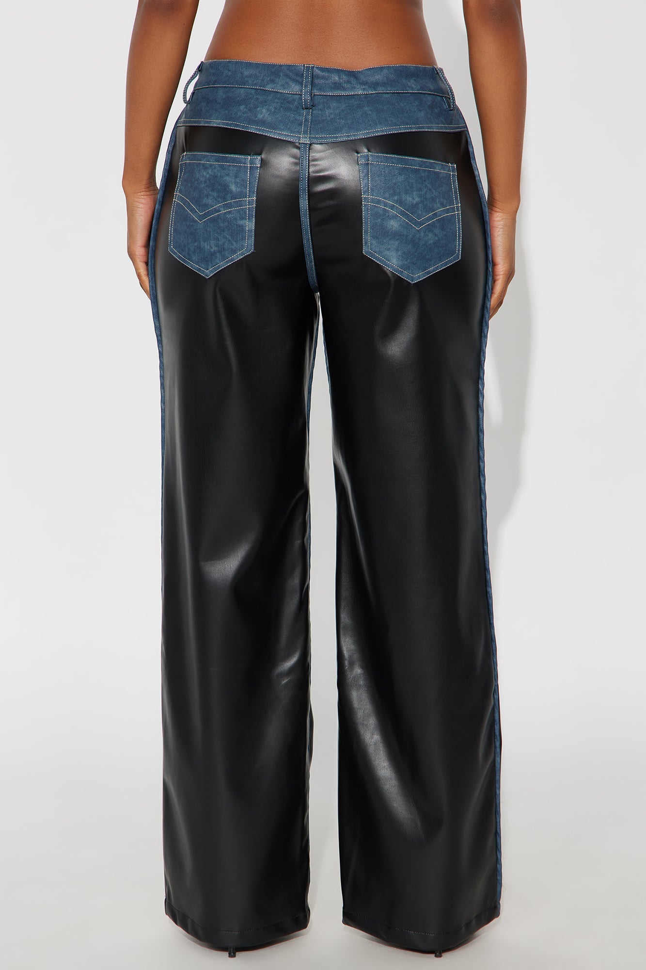 Caught In The Moment Faux Leather Trim Pant 32 - Black/combo