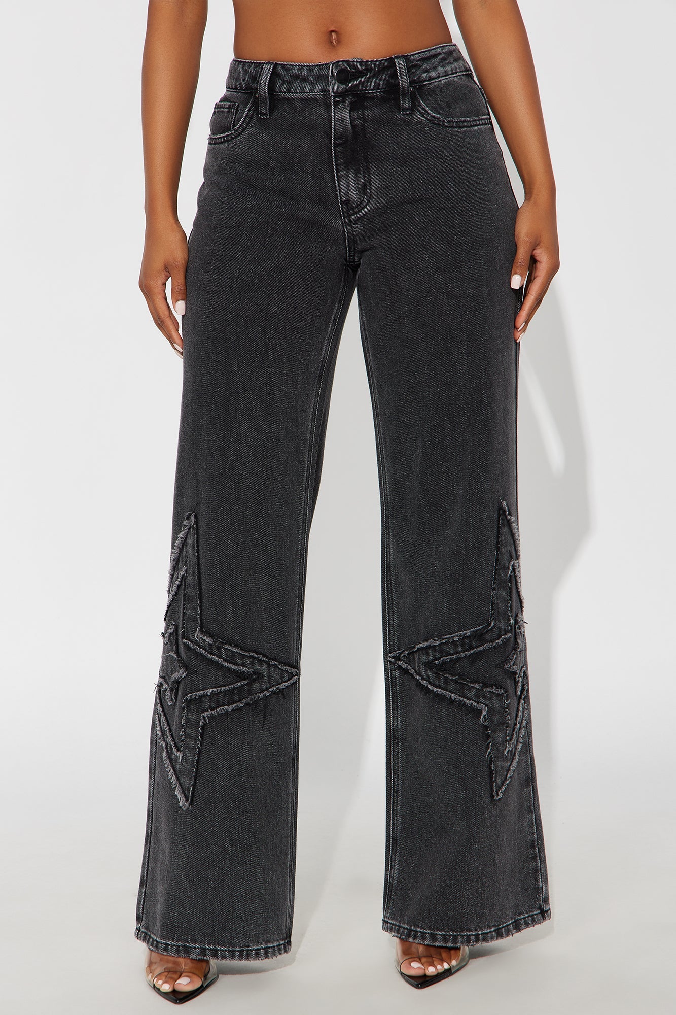 Cosmic Energy Wide Leg Jeans - Black Wash