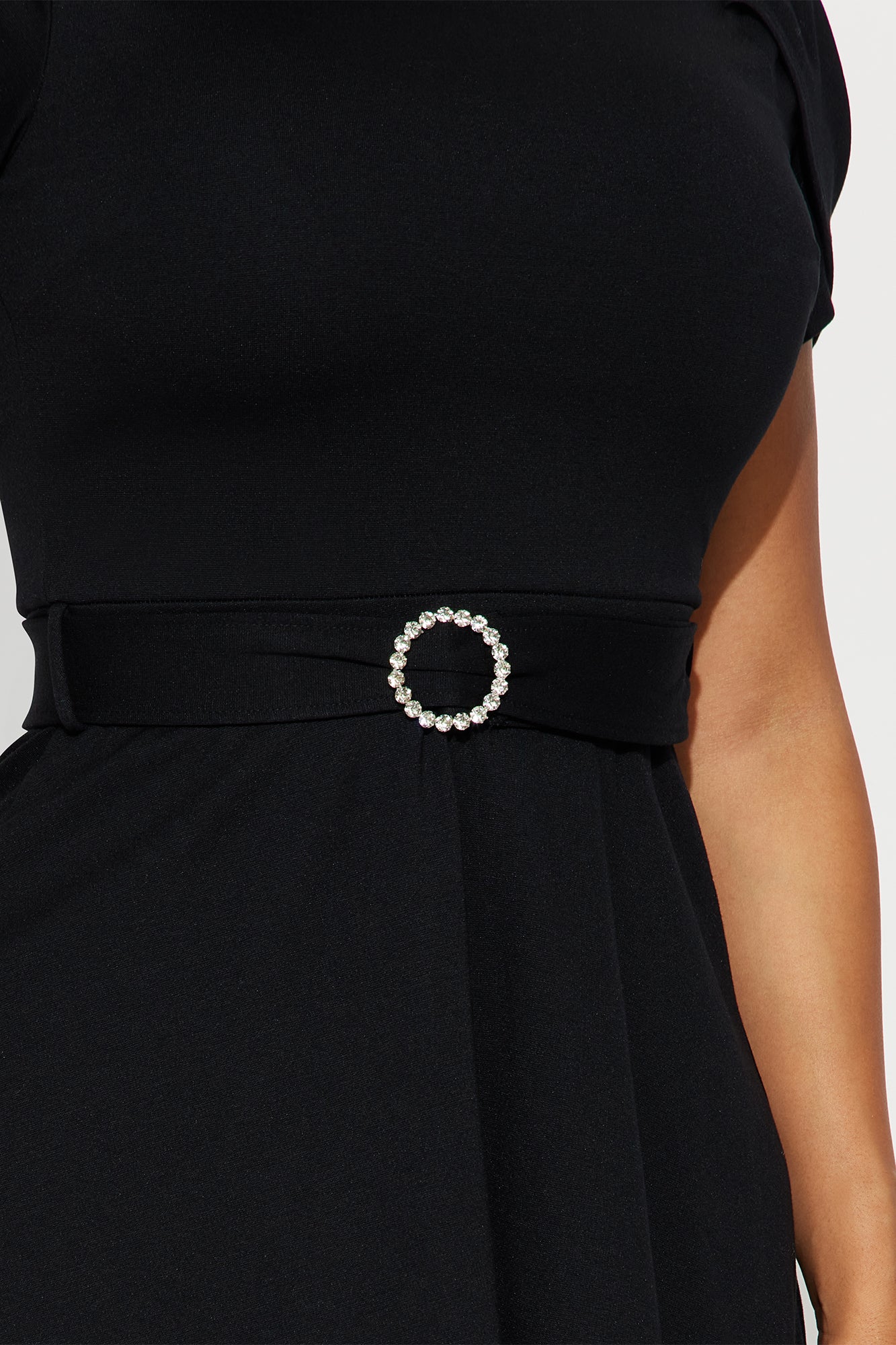 Emmalyn Belted Ponte Midi Dress - Black