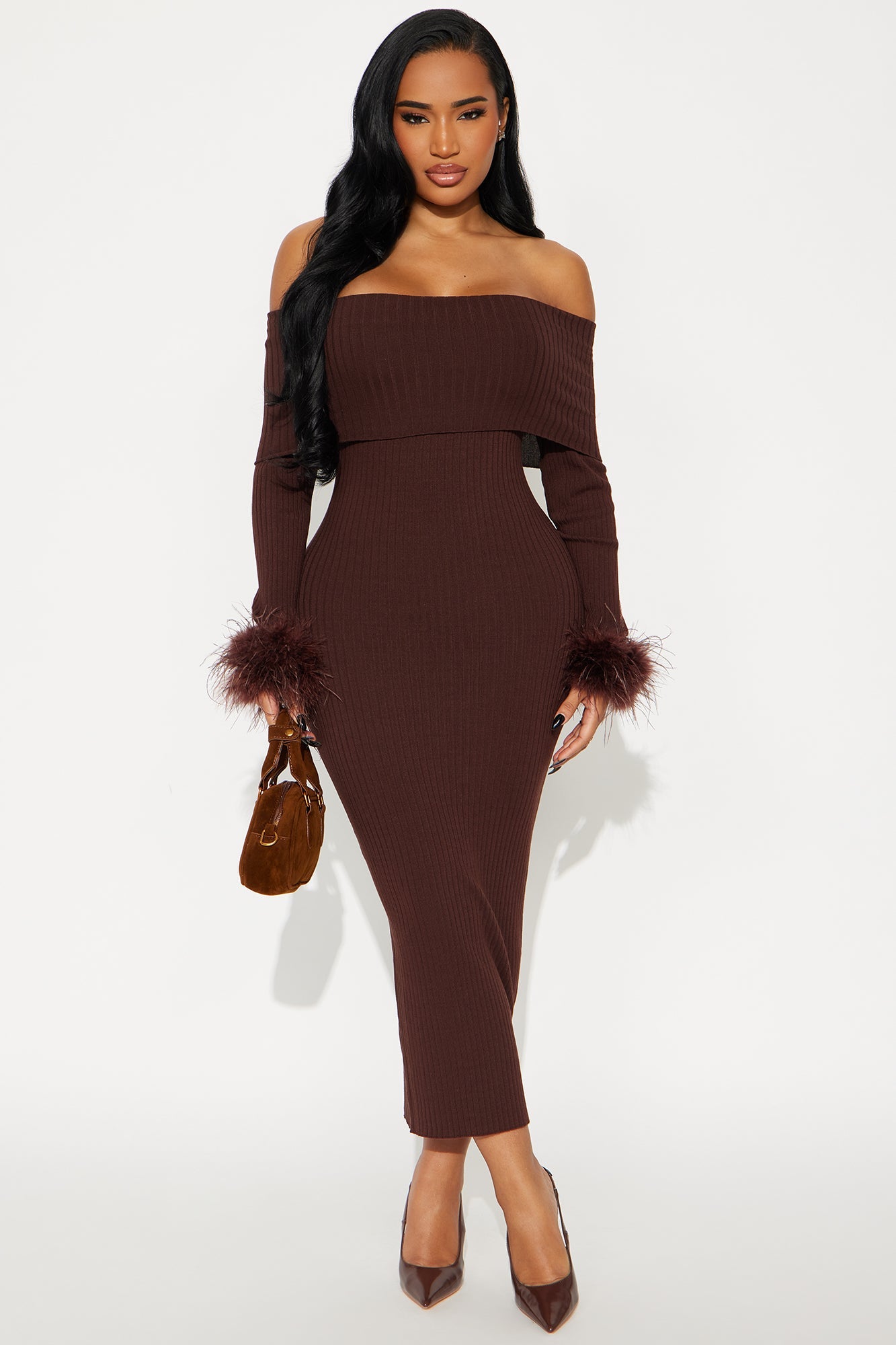 Legally Perfect Ribbed Midi Dress - Chocolate