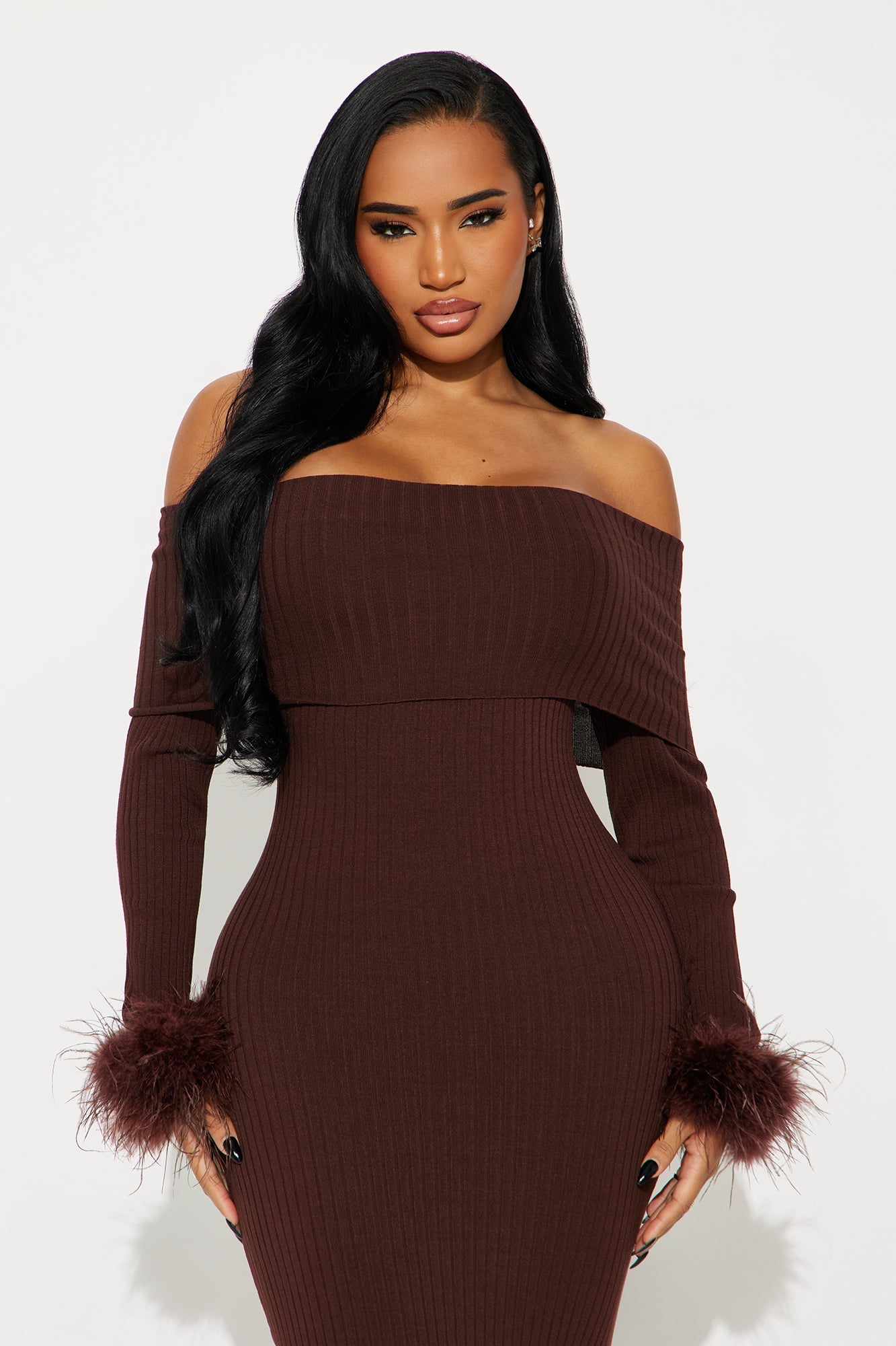 Legally Perfect Ribbed Midi Dress - Chocolate