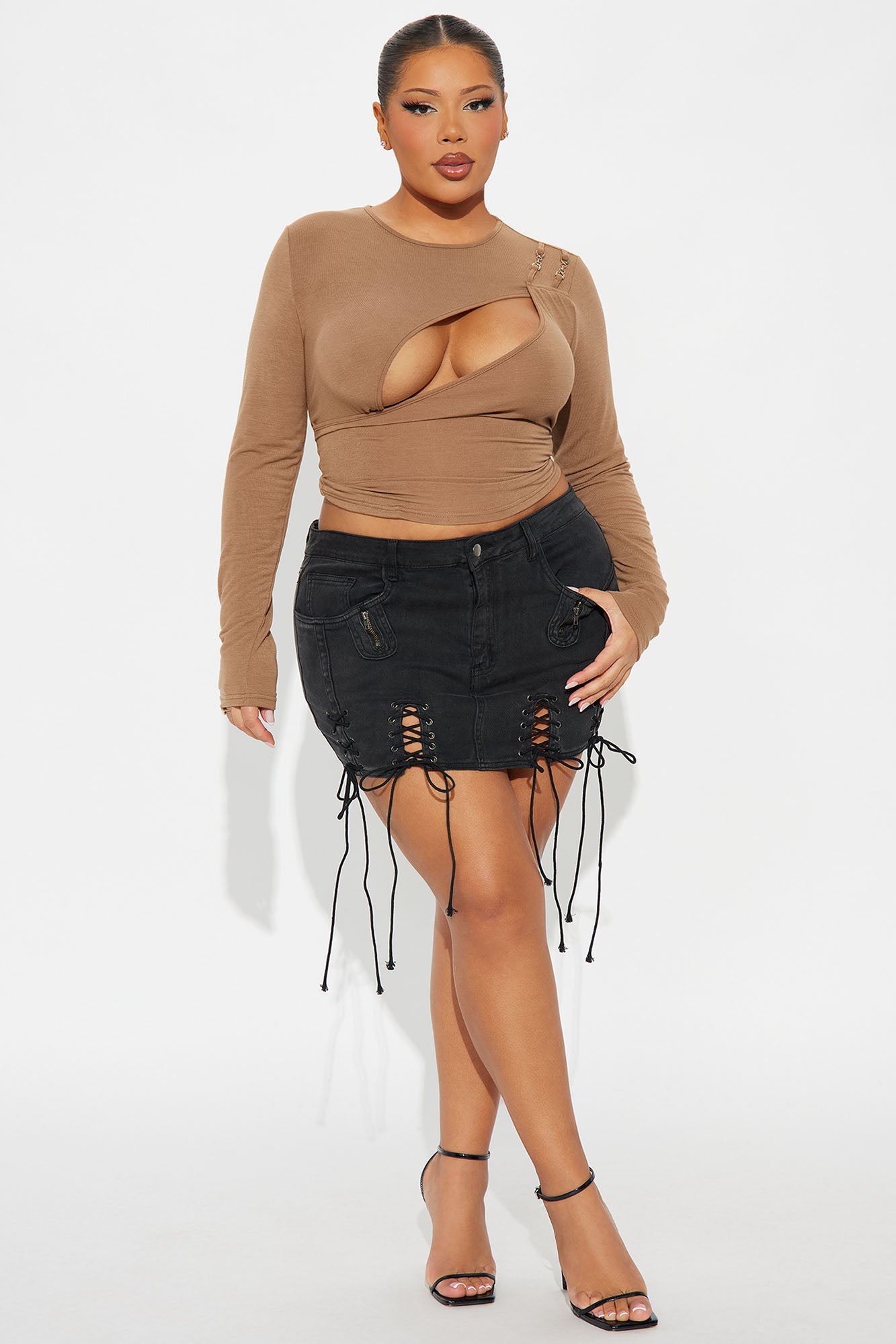 Don't Hesitate Lace Up Micro Mini Skirt - Black