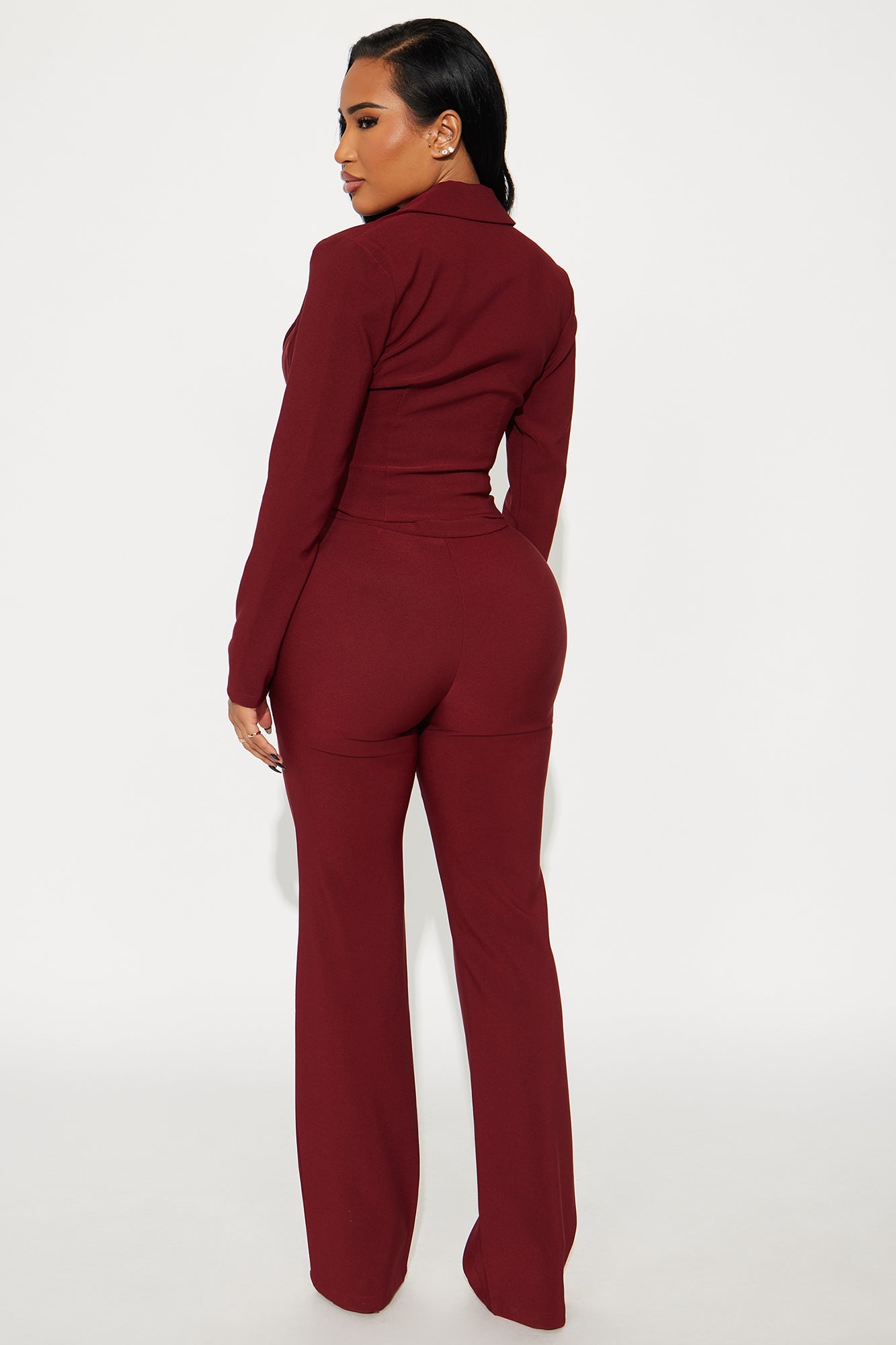 Claire Blazer Pant Set - Burgundy