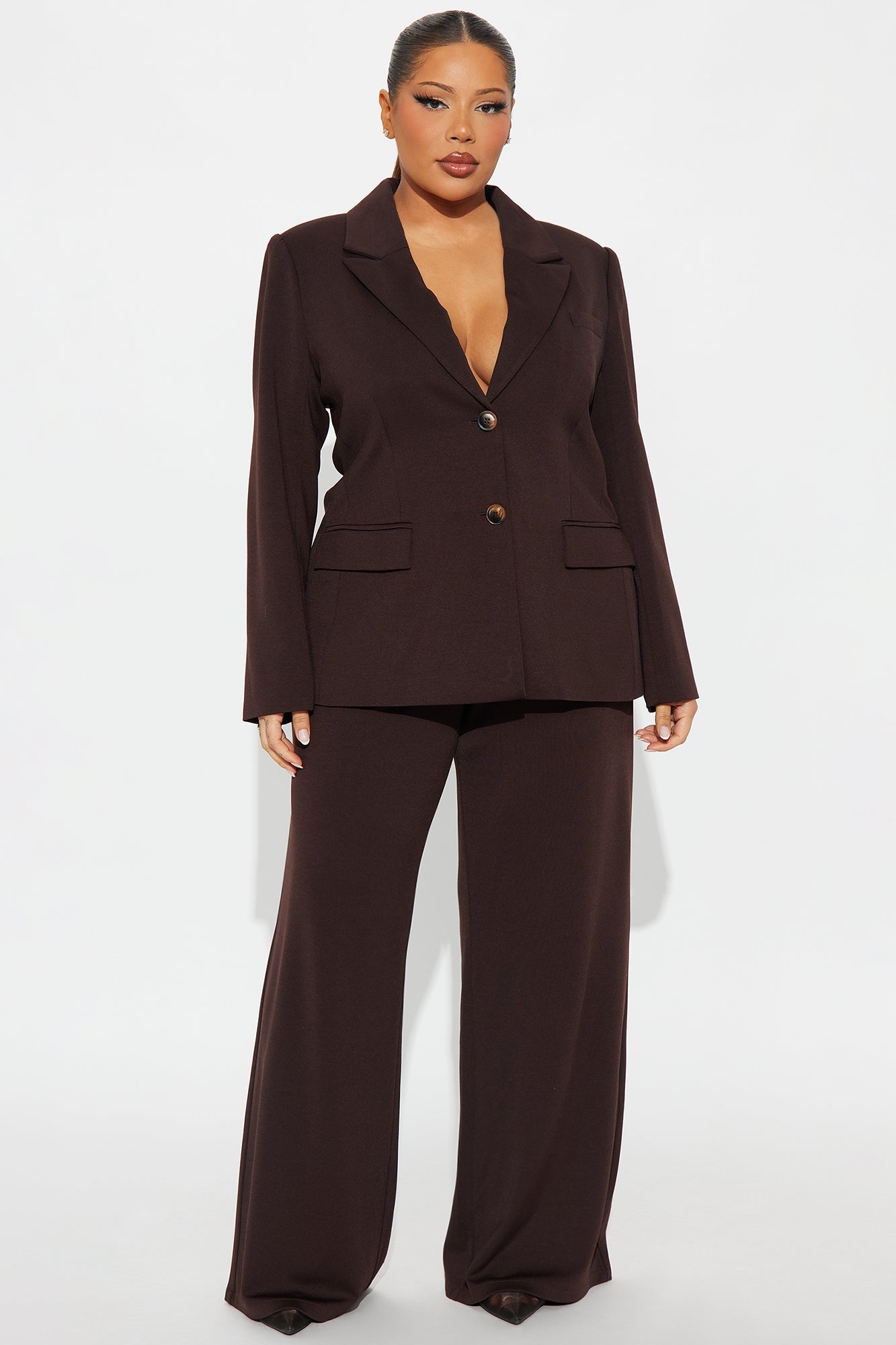 Gabby Ponte Blazer Pant Set - Chocolate