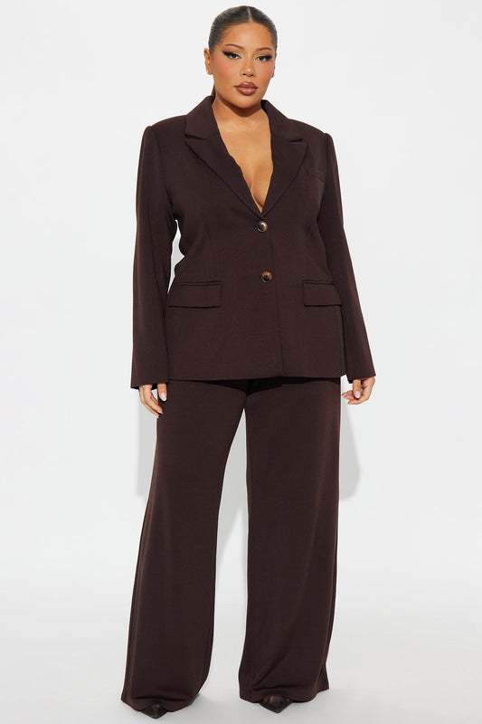 Gabby Ponte Blazer Pant Set - Chocolate