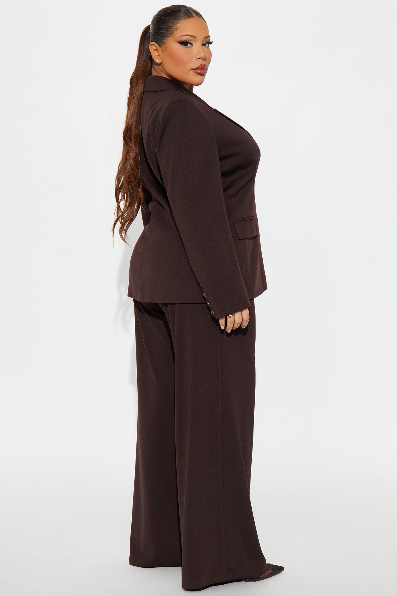 Gabby Ponte Blazer Pant Set - Chocolate