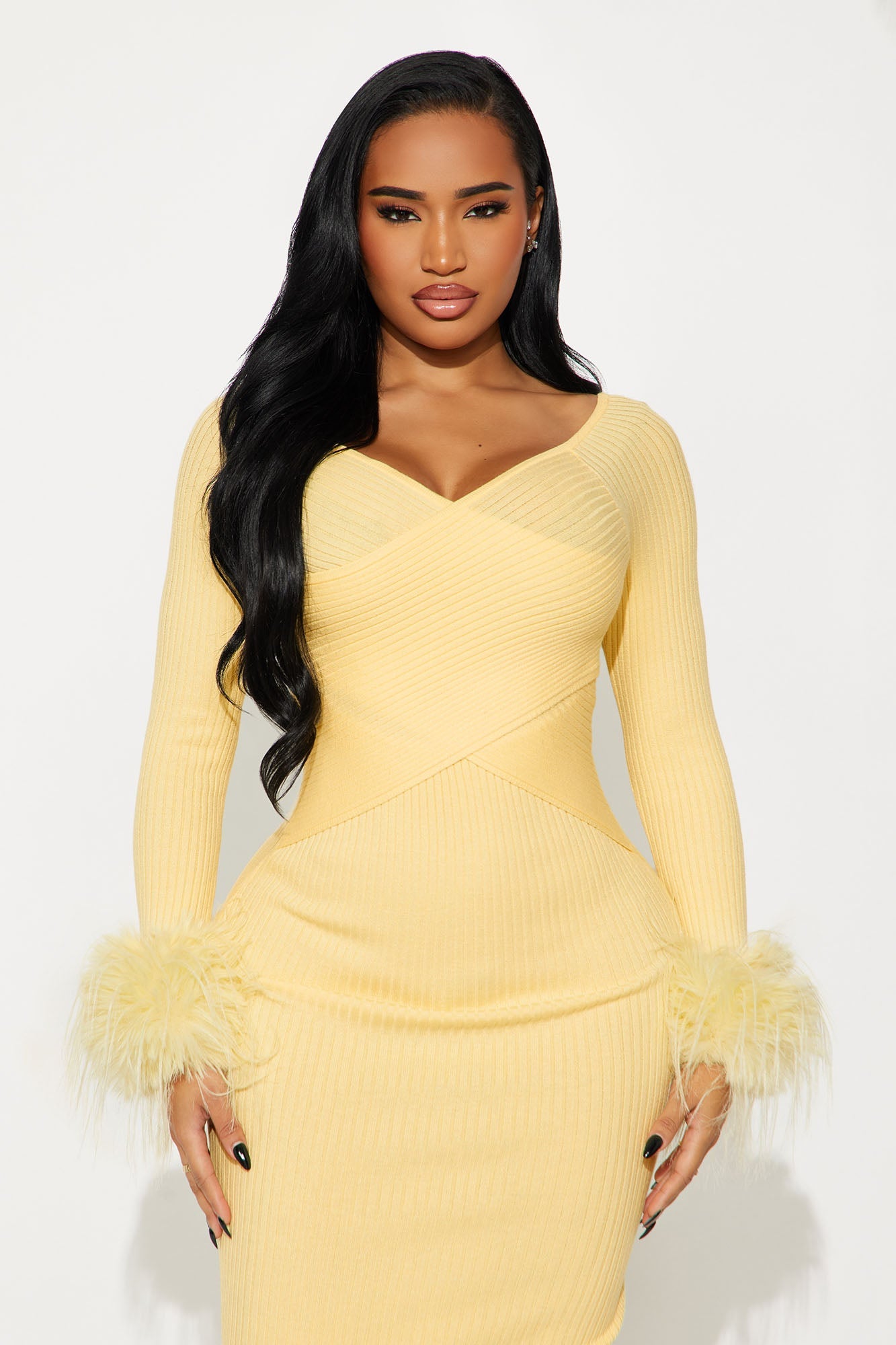 Cozy Plots Off Shoulder Maxi Dress - Butter Yellow