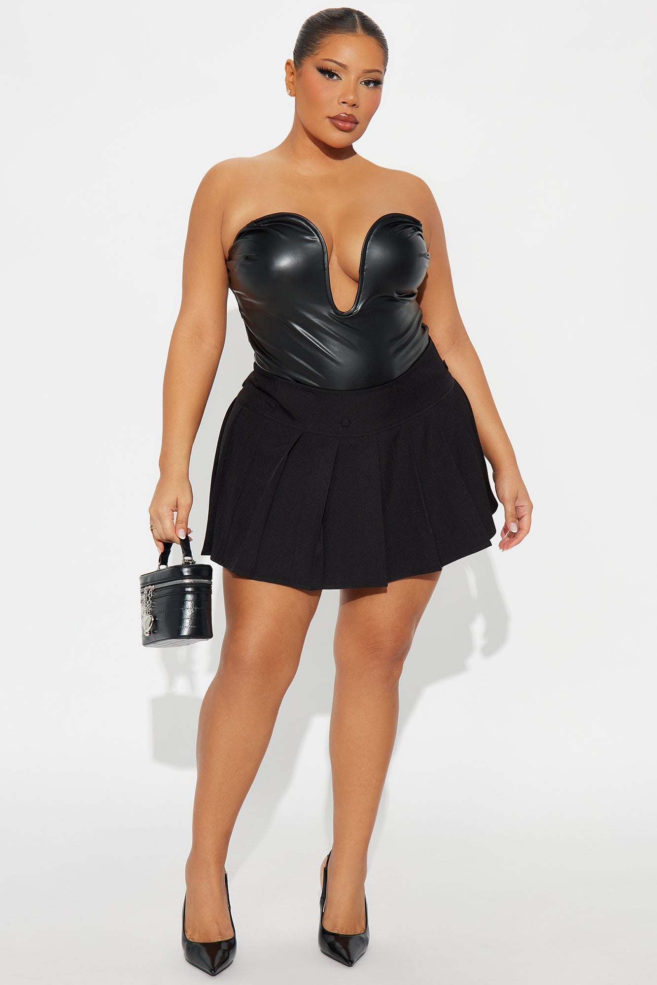 Love From Italy Faux Leather Corset - Black