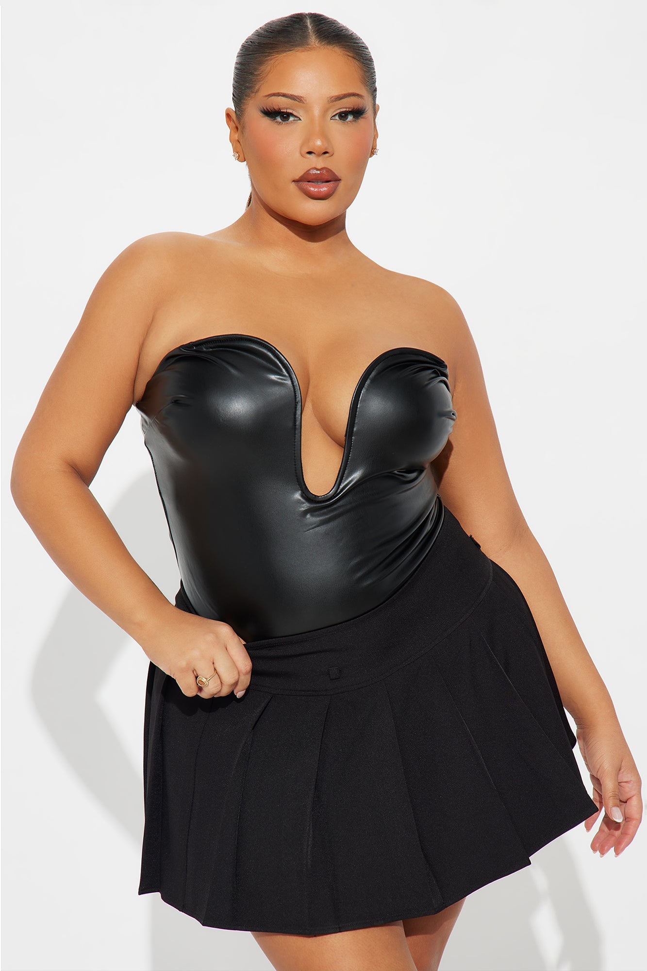 Love From Italy Faux Leather Corset - Black