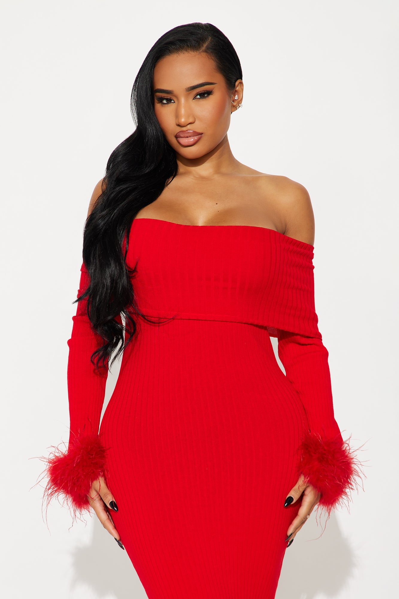 Legally Perfect Ribbed Midi Dress - Red