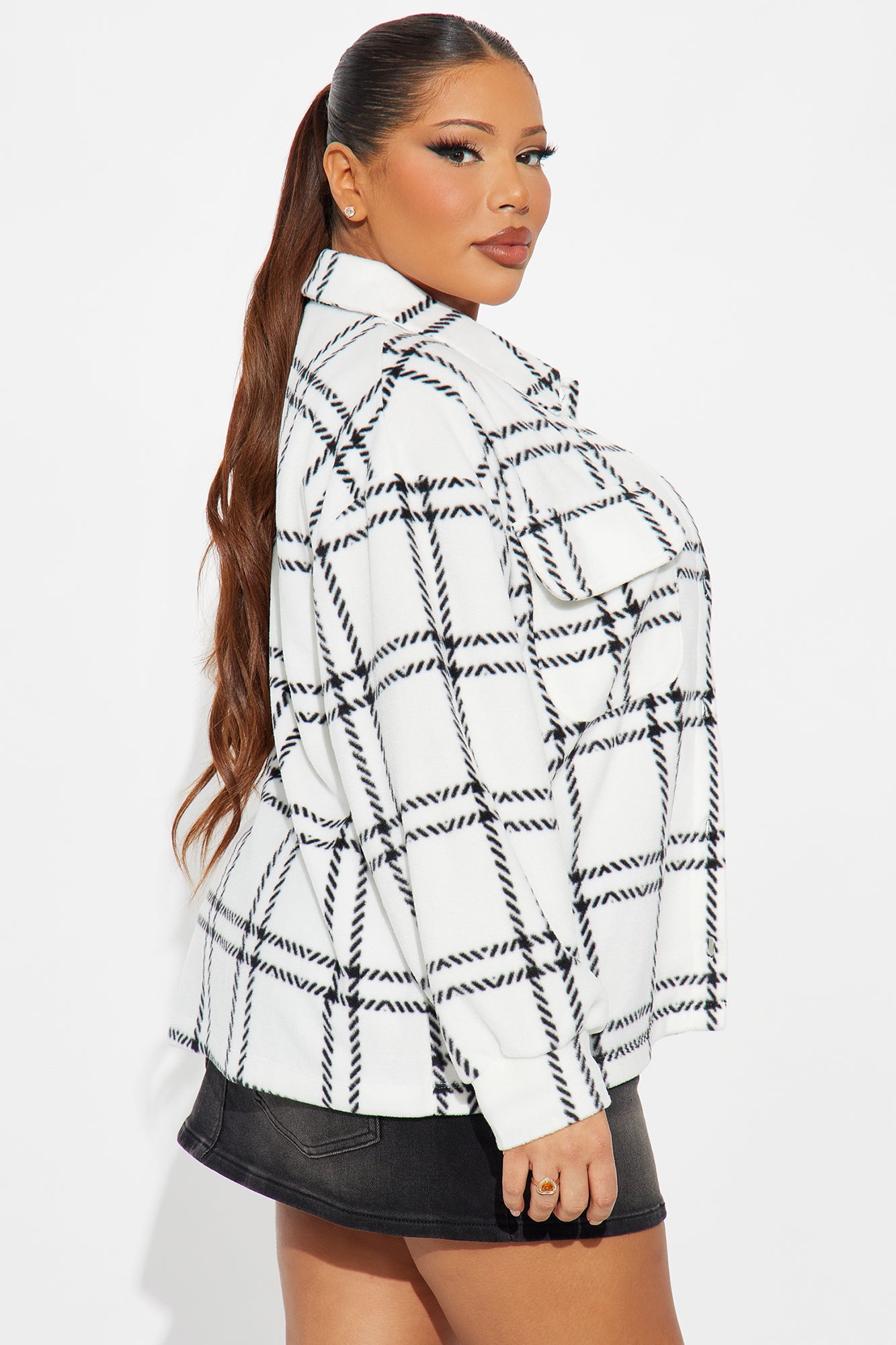 Jessica Plaid Shacket - Black/White